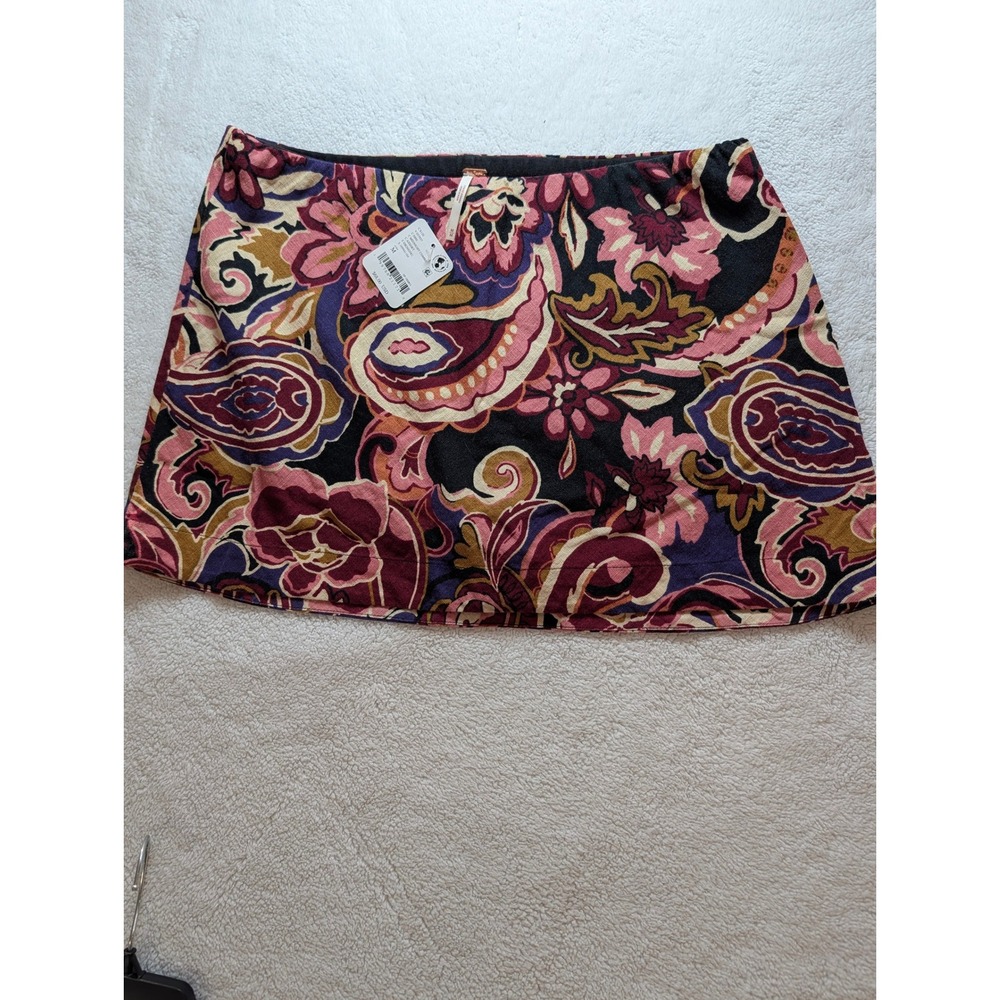 Free People Midnight Combo Paisley Floral Mini Skort OB2602082 Womens Medium NEW